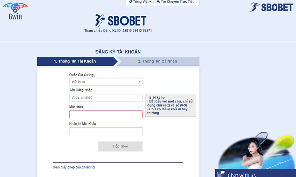 Các bước đăng ký Sbobet